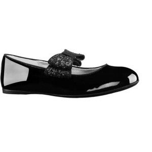 NINA Girls Zondra Glitter Bow Flat NINA kids girl shoes in black size 12